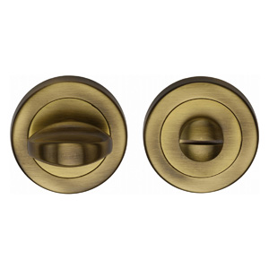 Round Bathroom Turn & Release in Antique Brass