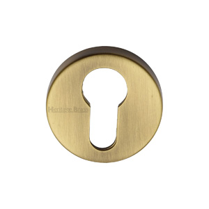 Euro Profile Cylinder Escutcheon Round in Antique Brass